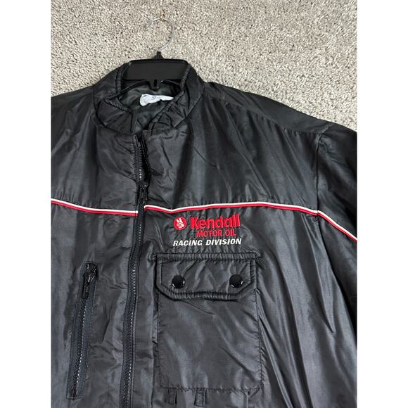 VINTAGE Swingster Jacket Mens XL Kendall Motor Oil Racing Division Black Bomber - Picture 3 of 14